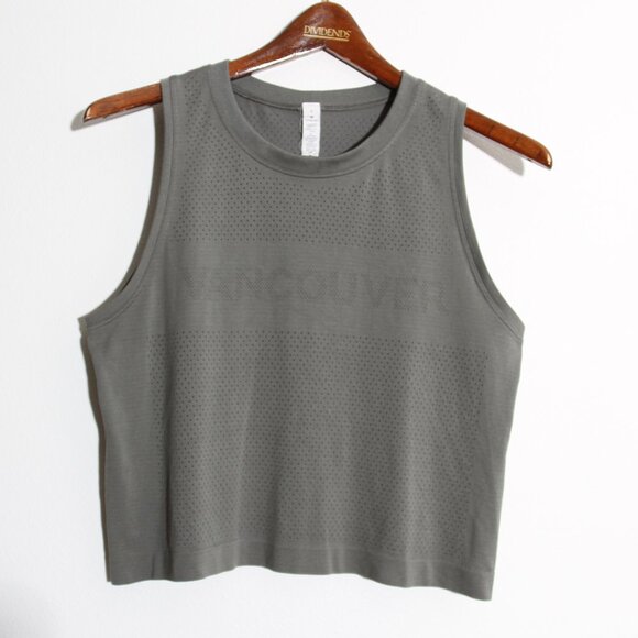 Lululemon Breeze By Muscle Crop Tank *Vancouver Grey Sage Green Silverescent 6 - Picture 1 of 11